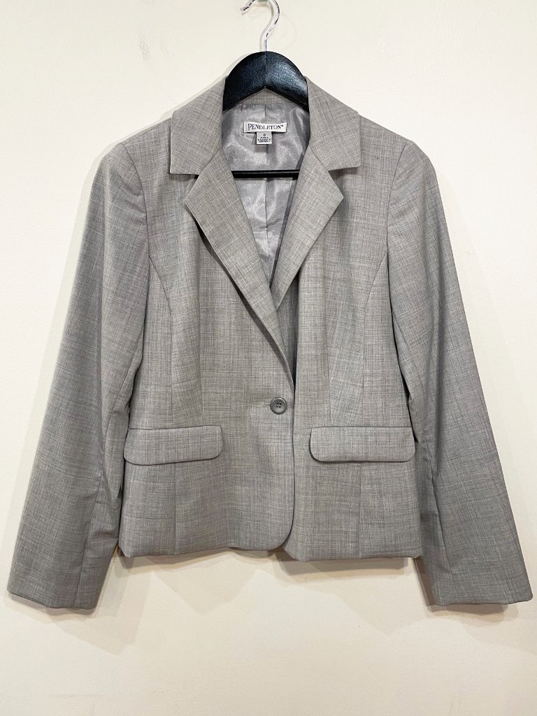 Euc Pendleton Seasonless 98% Wool Fitted Blazer Light Gray 8, M